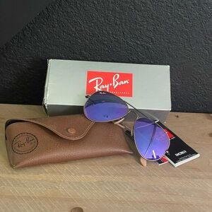 Ray-Ban Brushed Bronze & Purple Aviator Sunglasses - Women